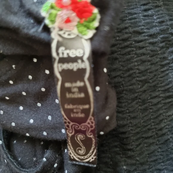 Free People Black Dot Sleeveless Dress Knit Waist - Picture 7 of 10